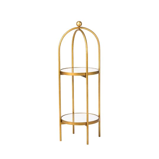 Glitzhome® 42" Gold Regency Modern 2-Tier Mirror Organizer Floor Shelf